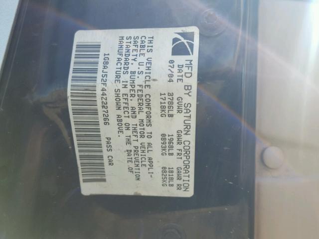 1G8AJ52F44Z227266 - 2004 SATURN ION LEVEL GOLD photo 10