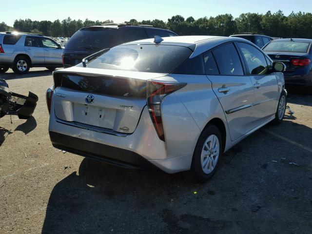 JTDKBRFU4H3028833 - 2017 TOYOTA PRIUS SILVER photo 4