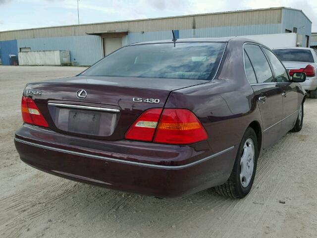 JTHBN30F710036056 - 2001 LEXUS LS 430 BURGUNDY photo 4