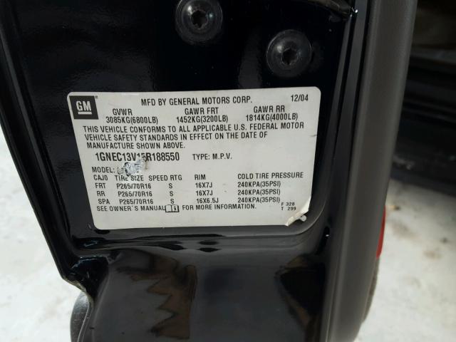 1GNEC13V15R188550 - 2005 CHEVROLET TAHOE BLACK photo 10