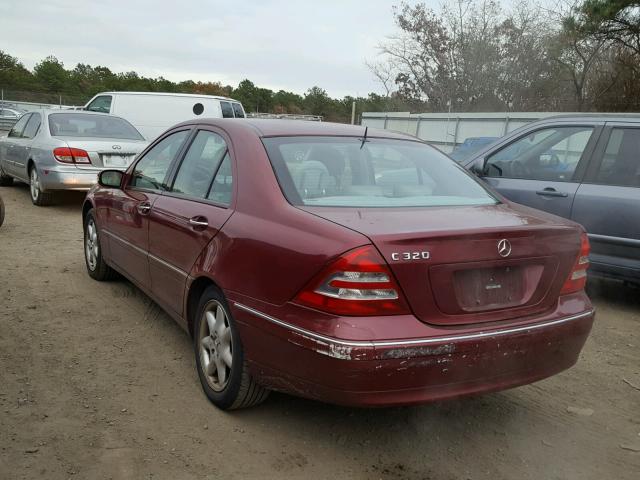 WDBRF64J92F224765 - 2002 MERCEDES-BENZ C 320 BURGUNDY photo 3