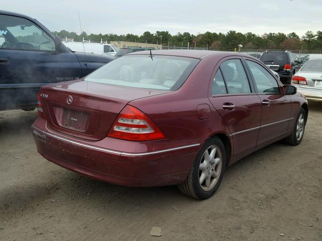 WDBRF64J92F224765 - 2002 MERCEDES-BENZ C 320 BURGUNDY photo 4