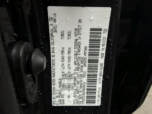 3TMAZ5CN6GM020632 - 2016 TOYOTA TACOMA DOU BLACK photo 10