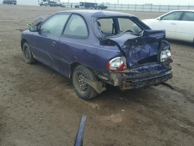 KMHVD14N5TU188660 - 1996 HYUNDAI ACCENT BAS PURPLE photo 3