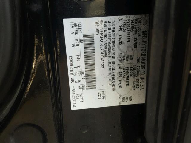 1FMFU16L73LC41137 - 2003 FORD EXPEDITION BLACK photo 10