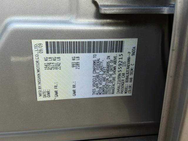 1N4AL21E99N559215 - 2009 NISSAN ALTIMA 2.5 GOLD photo 10