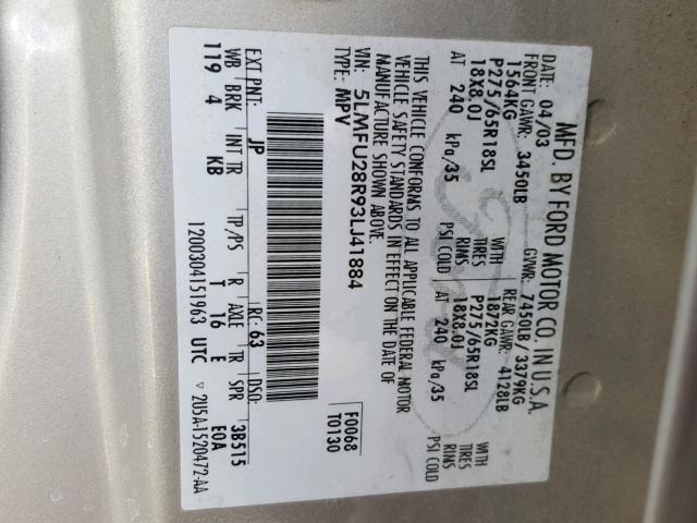 5LMFU28R93LJ41884 - 2003 LINCOLN NAVIGATOR Braun Foto 10