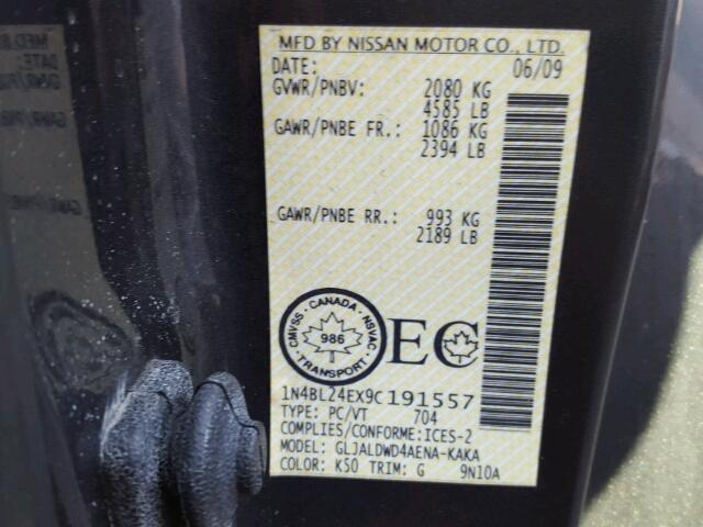 1N4BL24EX9C191557 - 2009 NISSAN ALTIMA GRAY photo 10