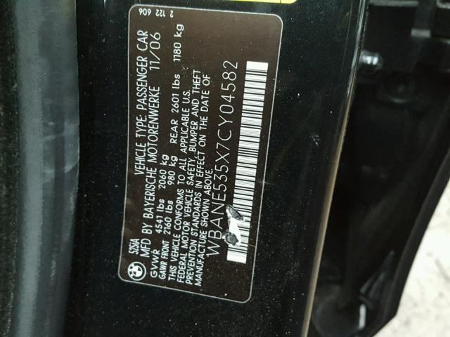 WBANE535X7CY04582 - 2007 BMW 525 I BLACK photo 10