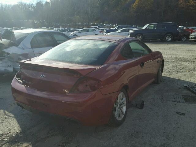 KMHHM66D37U254272 - 2007 HYUNDAI TIBURON GS RED photo 4