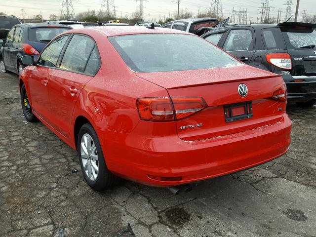 3VWD17AJ2FM321796 - 2015 VOLKSWAGEN JETTA SE RED photo 3