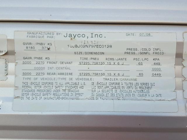 1UJBJ02N797EC0128 - 2009 JAYC JAYFLIGHT WHITE photo 10