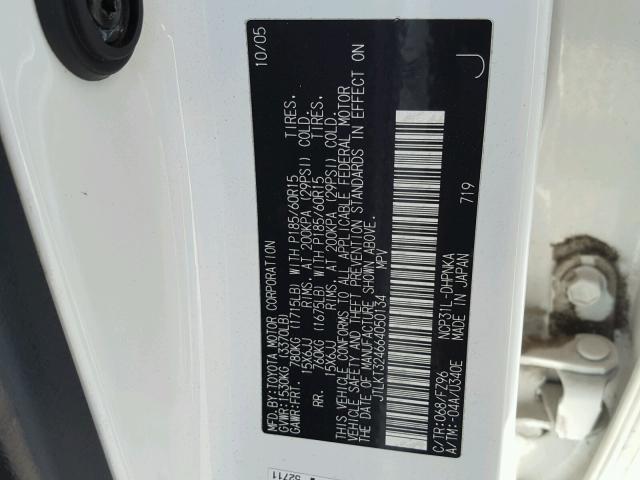 JTLKT324664050134 - 2006 TOYOTA SCION XB Ақ фото 10