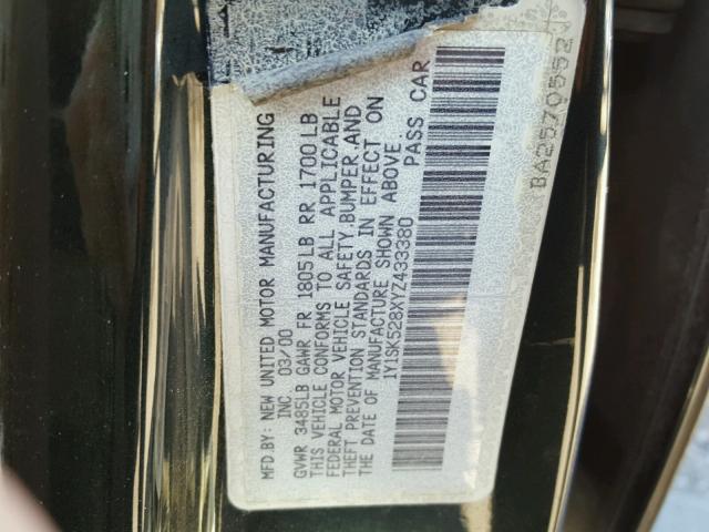 1Y1SK528XYZ433380 - 2000 CHEVROLET GEO PRIZM 绿色 照片 10