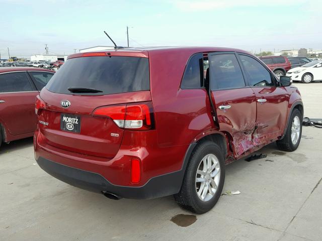 5XYKT3A65EG425235 - 2014 KIA SORENTO RED photo 4