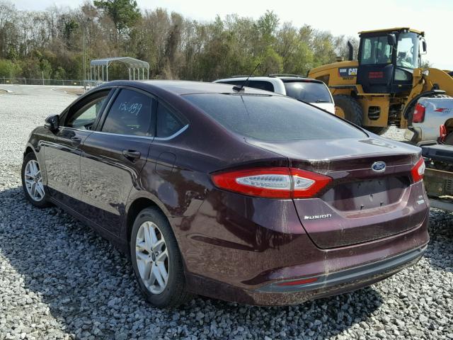 3FA6P0HR1DR283478 - 2013 FORD FUSION SE MAROON photo 3