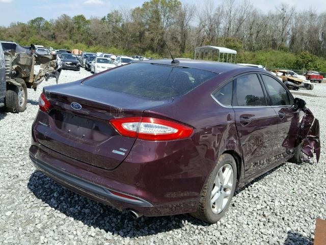 3FA6P0HR1DR283478 - 2013 FORD FUSION SE MAROON photo 4