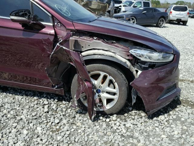 3FA6P0HR1DR283478 - 2013 FORD FUSION SE MAROON photo 9