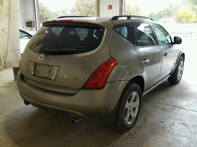 JN8AZ08W74W314710 - 2004 NISSAN MURANO GOLD photo 4