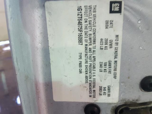 1G1ZT64875F160987 - 2005 CHEVROLET MALIBU MAX 银色 照片 10