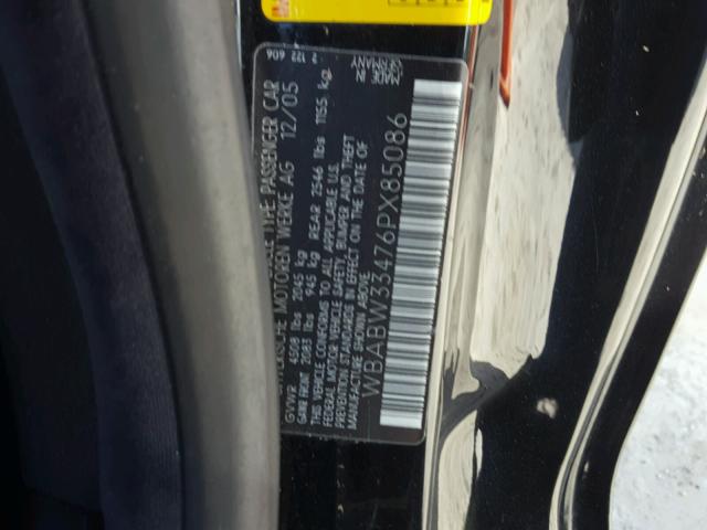 WBABW33476PX85086 - 2006 BMW 325 CI BLACK photo 10