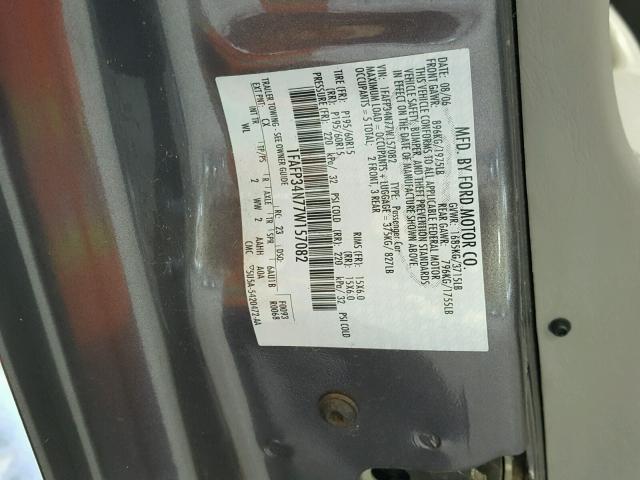 1FAFP34N77W157082 - 2007 FORD FOCUS ZX4 GRAY photo 10