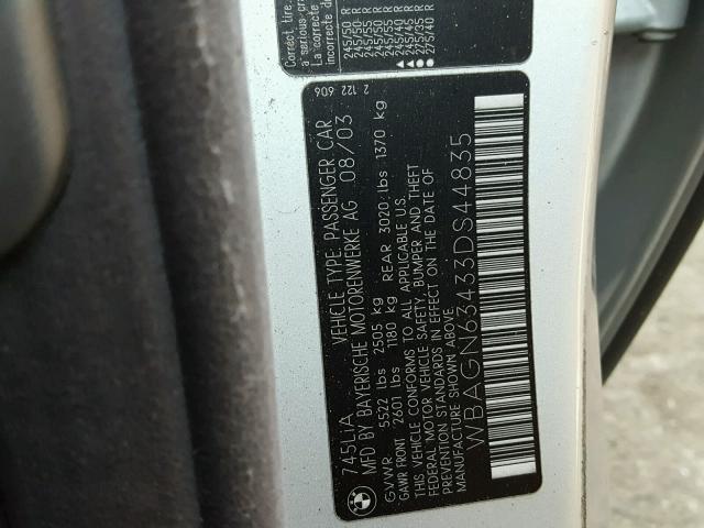 WBAGN63433DS44835 - 2003 BMW 745 LI Silber Foto 10