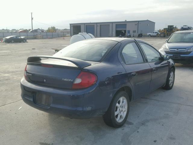 1B3ES46C11D132043 - 2001 DODGE NEON SE BLUE photo 4