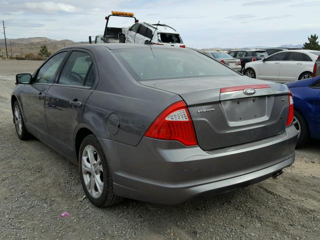 3FAHP0HA0CR402204 - 2012 FORD FUSION SE GRAY photo 3