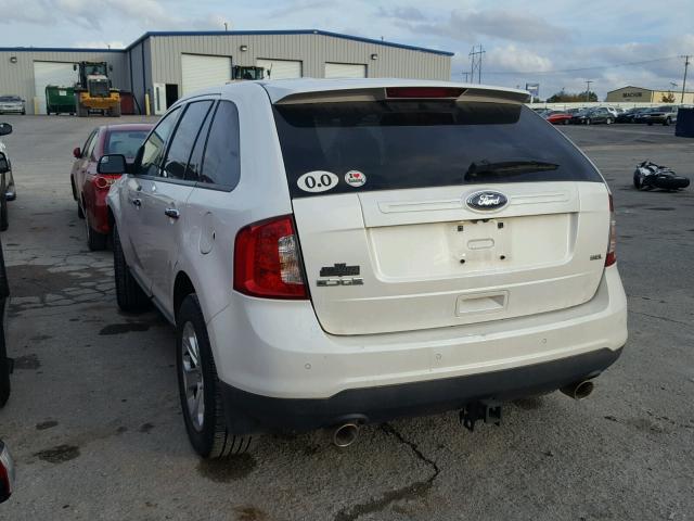 2FMDK3JC7BBB44082 - 2011 FORD EDGE SEL WHITE photo 3