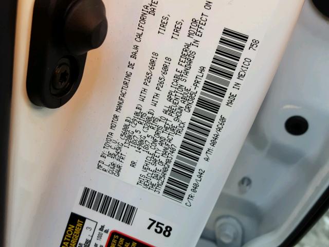 3TMGZ5AN0GM037407 - 2016 TOYOTA TACOMA DOU WHITE photo 10