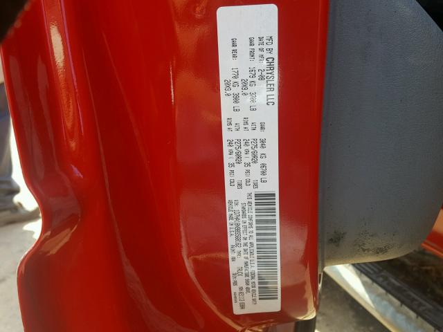 1D7HA18N98S568162 - 2008 DODGE RAM 1500 S RED photo 10