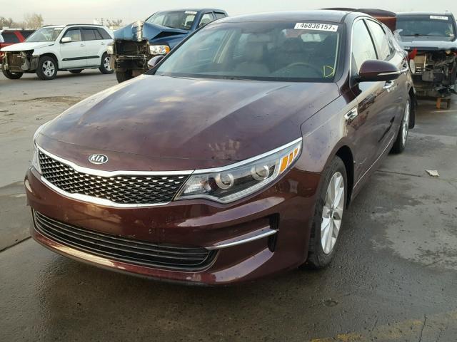 5XXGU4L34HG173773 - 2017 KIA OPTIMA EX BURGUNDY photo 2