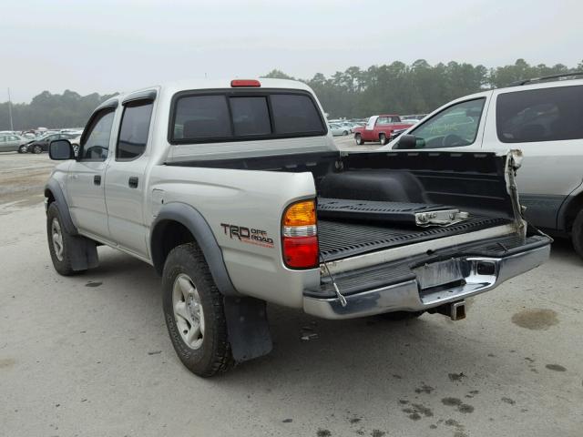 5TEGN92NX2Z137267 - 2002 TOYOTA TACOMA DOU SILVER photo 3