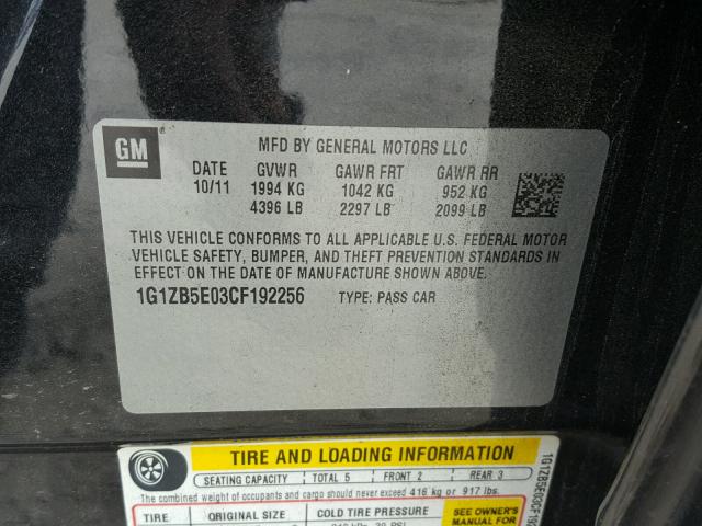 1G1ZB5E03CF192256 - 2012 CHEVROLET MALIBU LS Qara foto 10