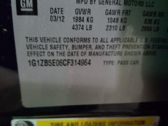 1G1ZB5E06CF314964 - 2012 CHEVROLET MALIBU LS ლურჯი ფოტო 10