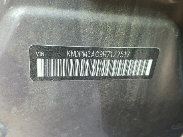 KNDPM3AC9H7122517 - 2017 KIA SPORTAGE L GRAY photo 10