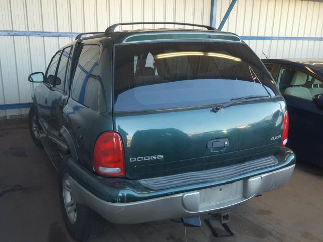 1B4HS28N91F570454 - 2001 DODGE DURANGO GREEN photo 3