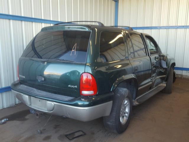 1B4HS28N91F570454 - 2001 DODGE DURANGO GREEN photo 4