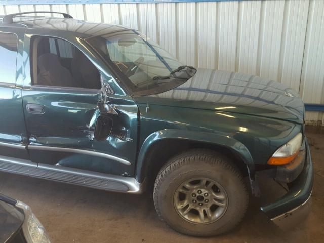 1B4HS28N91F570454 - 2001 DODGE DURANGO GREEN photo 9