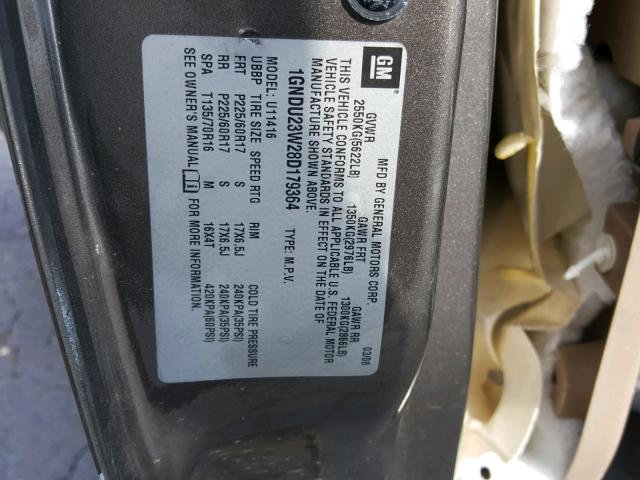 1GNDU23W28D179364 - 2008 CHEVROLET UPLANDER L 棕色 照片 10