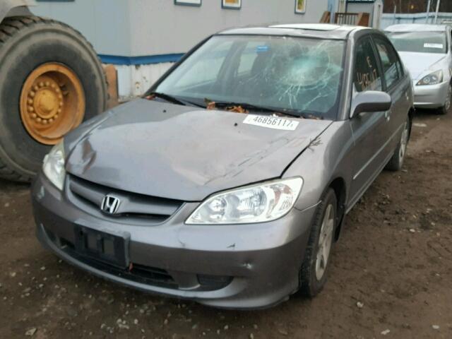 2HGES26784H613115 - 2004 HONDA CIVIC EX GRAY photo 2