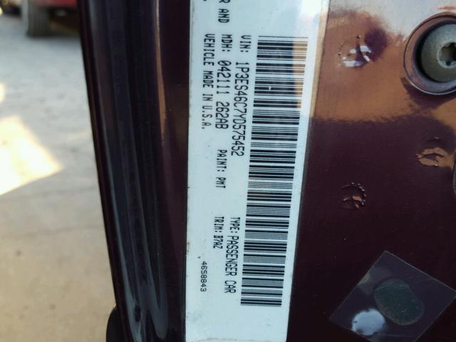 1P3ES46C7YD575452 - 2000 PLYMOUTH NEON BASE 紫色 照片 10