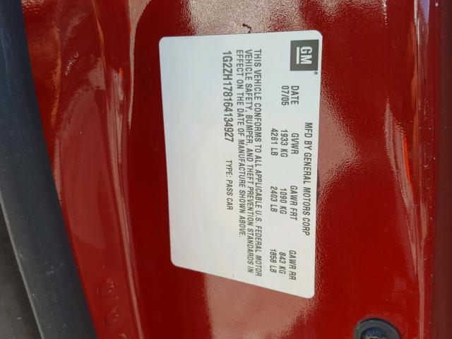 1G2ZH178164134927 - 2006 PONTIAC G6 RED photo 10