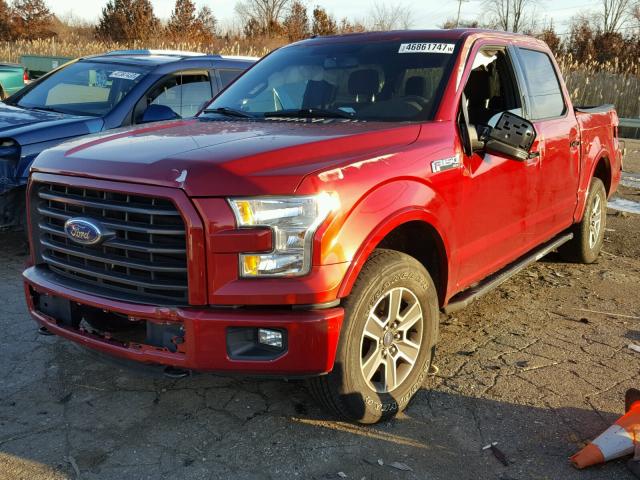 1FTEW1EF3FFB47412 - 2015 FORD F150 SUPER RED photo 2