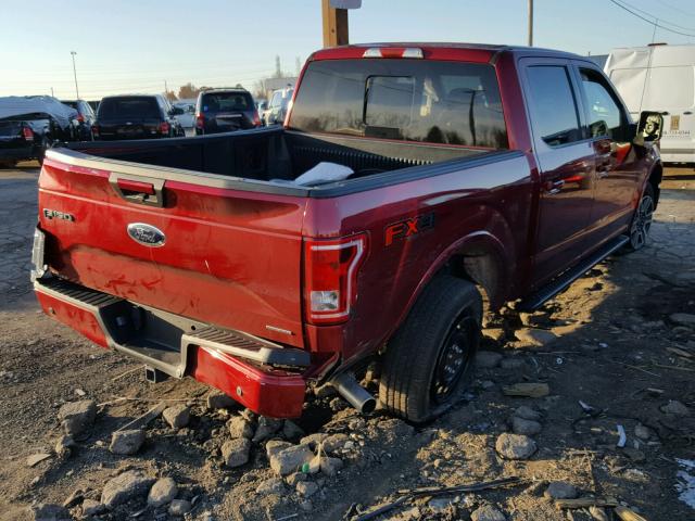 1FTEW1EF3FFB47412 - 2015 FORD F150 SUPER RED photo 4