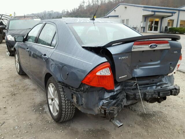 3FAHP0JG6CR362211 - 2012 FORD FUSION SEL BLUE photo 3