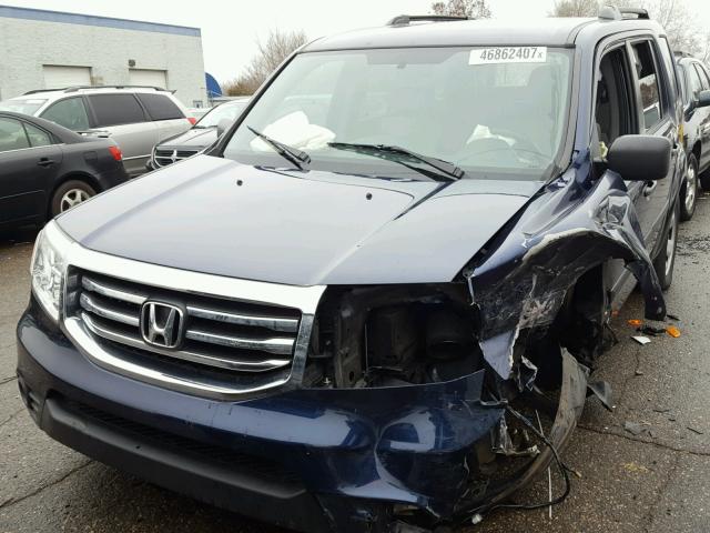 5FNYF4H2XFB062434 - 2015 HONDA PILOT LX BLUE photo 2