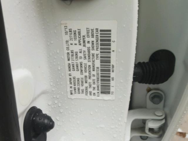 JH4KC1F90EC007238 - 2014 ACURA RLX ADVANC WHITE photo 10