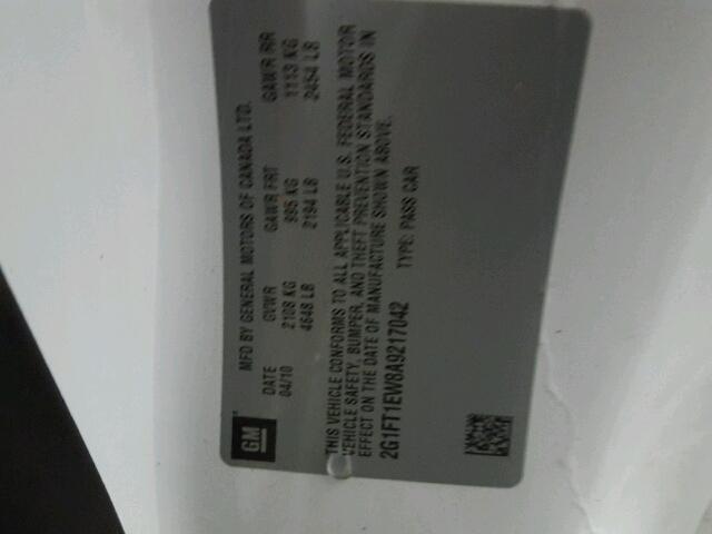 2G1FT1EW8A9217042 - 2010 CHEVROLET CAMARO SS Blanco foto 10